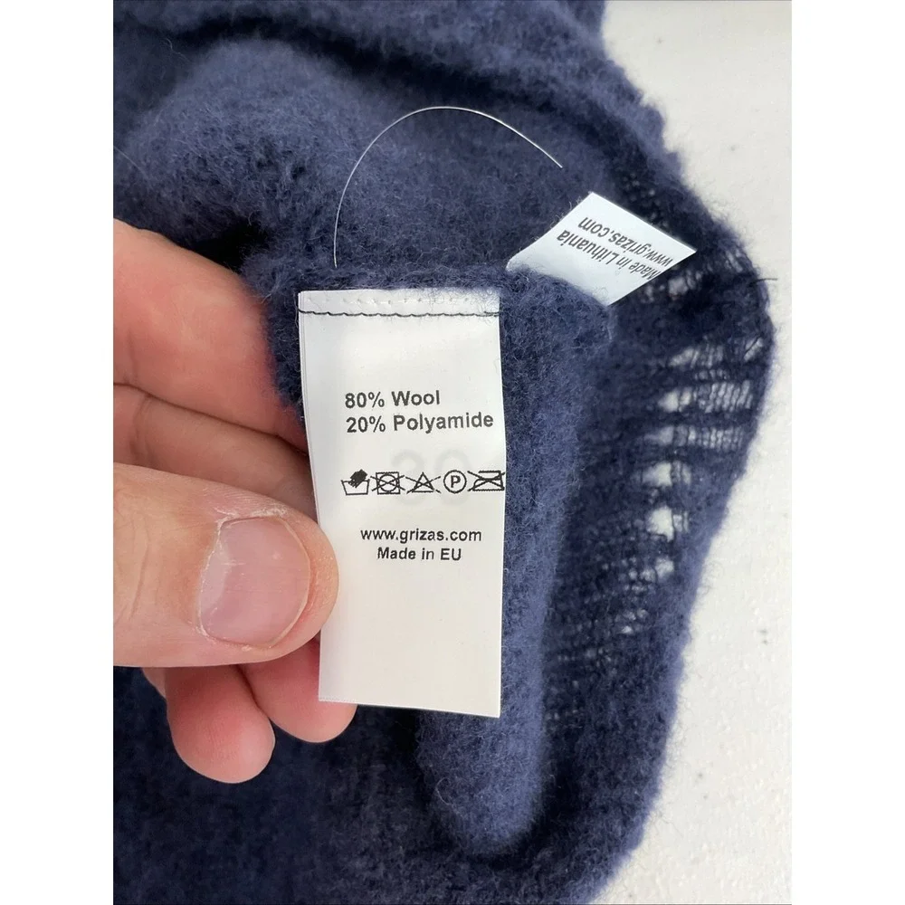 GRIZAS Oversized Boxy Lagenlook colorblock Blue Gray wool‎ blend Sweater size LG